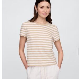 Gap tan & white striped shirt